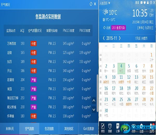 雾霾预报,人生日历空气指数,人生日历